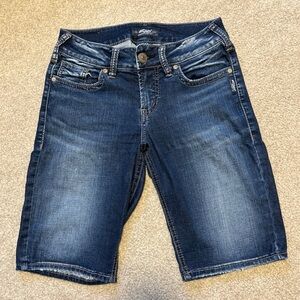 Silver Jeans Dark Indigo Denim Shorts Elyse